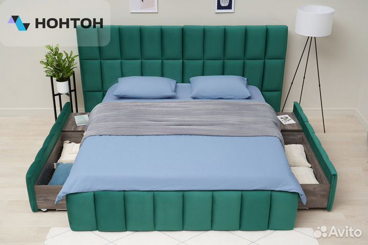 Кровать Рон 1.8 м зеленая