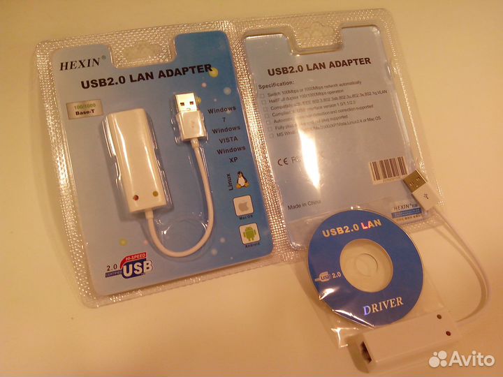 USB - LAN 100Mbps Ethernet сетевой адаптер + 3USB