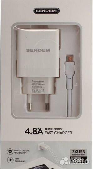 Набор 2 в 1 сзу + Кабель micro USB sendem OG04 Бел