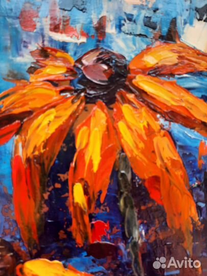 Интерьерная картина ручная работа 21,5х30.Цветы