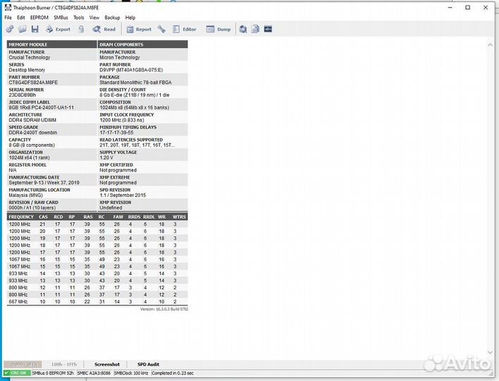 DDR4 Crucial 2x8g 2400, цена за планку, dimm пара