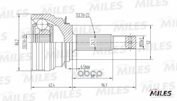 Шрус daewoo lanos 1.4-1.5 97- нар. (ABS) GA200
