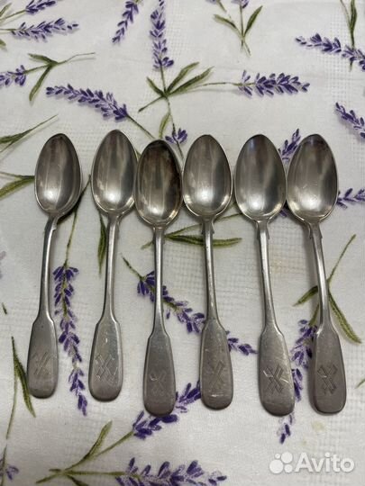 Комплект редких чайных ложек серебро 84 Овчинников