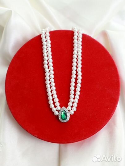 Кольцо серьги и колье комплект украшений жемчуг