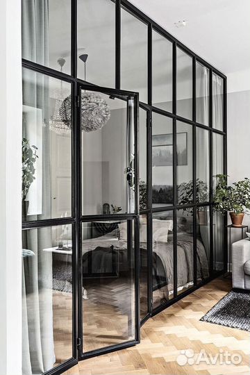 Стеклянные перегородки для спальни