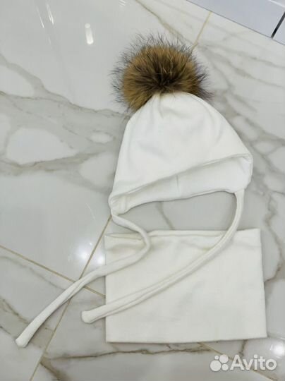 Комплект зимний шапка с помпоном и снуд 52-54