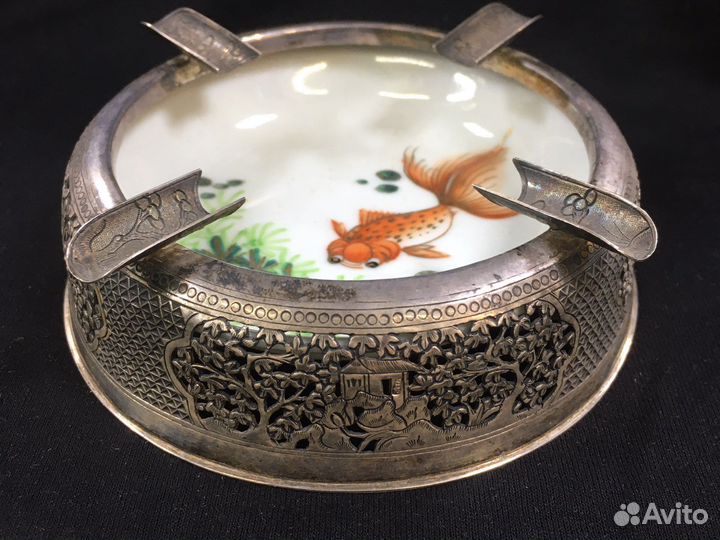 Серебряный набор Пепельница и портсигар