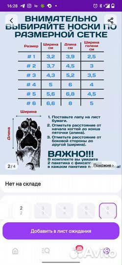 Носки, обувь для собаки