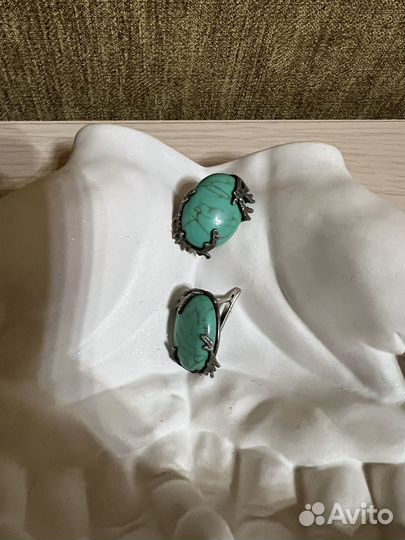 Серебряные серьги с бирюзой