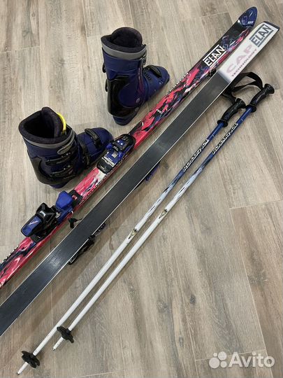 Горные лыжи elan, Ботинки lange, палки, чехол