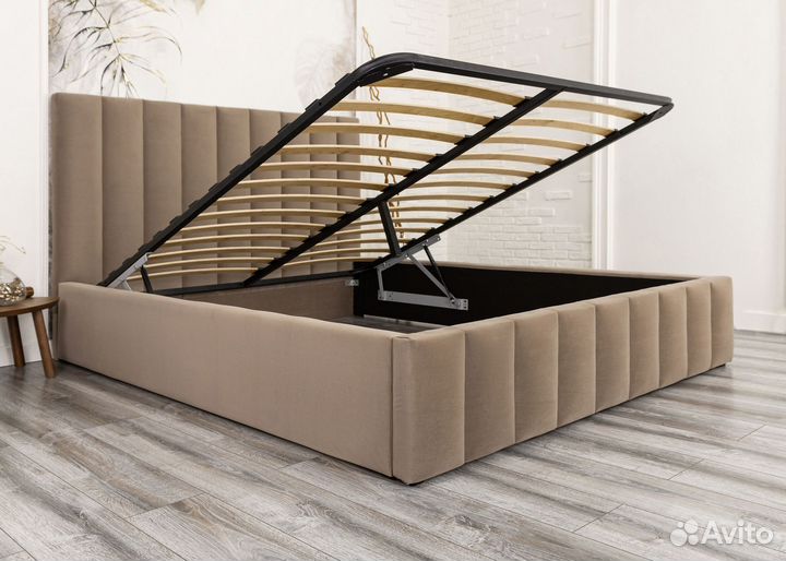 Кровать 140х200 с подъемным механизмом кофе
