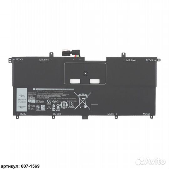 Аккумулятор Dell NNF1C XPS 13 9365 OEM