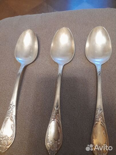 Ложки мельхиоровые СССР, сахарница кольчугино