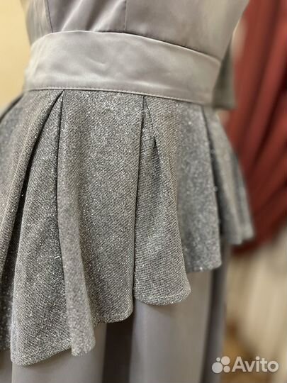 Платье с баской и болеро атлас