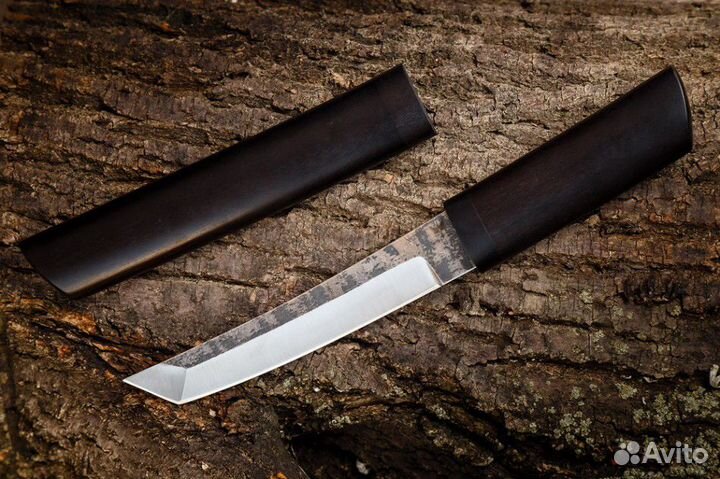 Нож Танто из кованой стали х12мф деревянные ножны