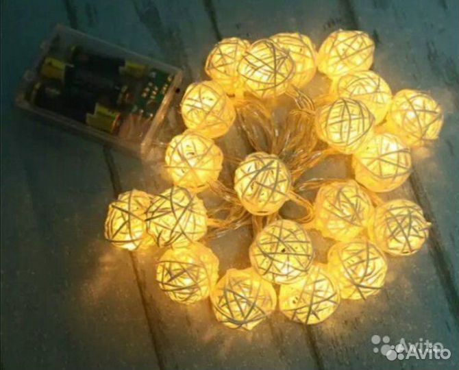 Гирдчнды для дома натуральный ротанг на батарейках