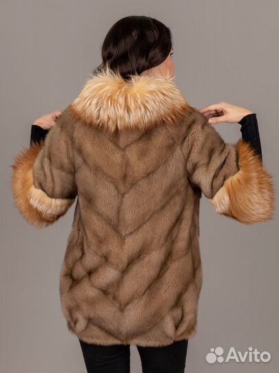 Шуба норковая 42 44 лиса воротник новая