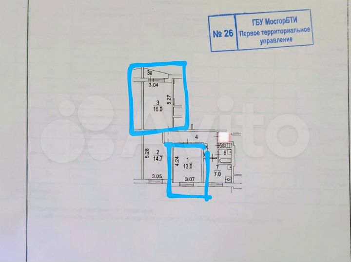 Комната 16,1 м² в 3-к., 1/9 эт.