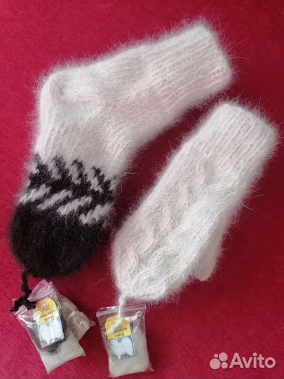 Варежки, носки, наколенники из собачьей шерсти