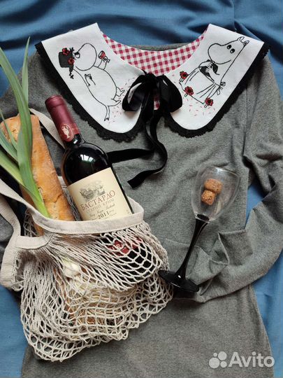 Съемный воротничок ручная работа муми-тролль