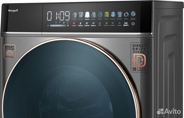 Стиральная машина weissgauff WMD 58411 Direct Drive Inverter Premium Steam Grey