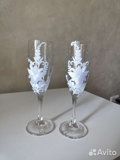 Свадебные бокалы ручной работы