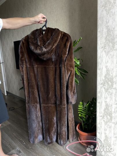 Шуба норковая с капюшоном