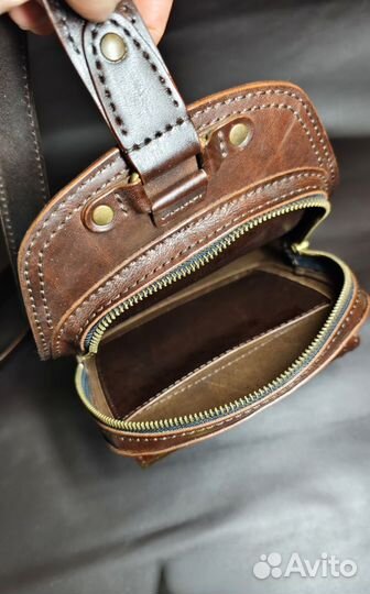 Сумка слинг мужская натуральная кожа