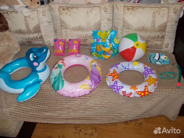 Надувные круги 3 шт., жилетка, очки, шапочка