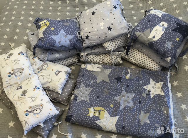 Бортики подушки одеяло в детскую кроватку