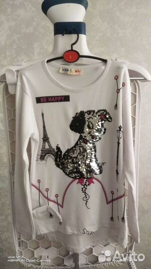 Футболка для девочки с длинным рукавом