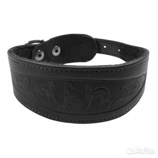 Ошейник 0762Ч 1сл Камбала до 35 см тиснение черный