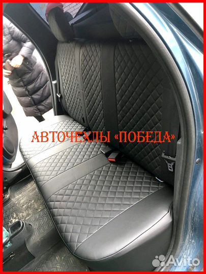 Чехлы Nissan Almera n16 из экокожи чёрные Ромб