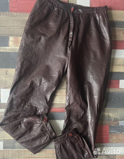 Брюки винтаж кожа натуральная 80-е Европа