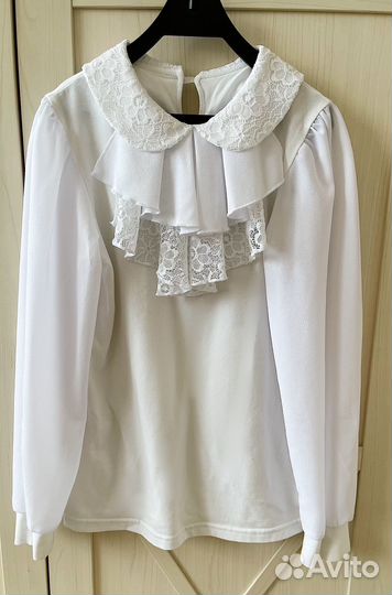 Блузка белая школьная нарядная р.134