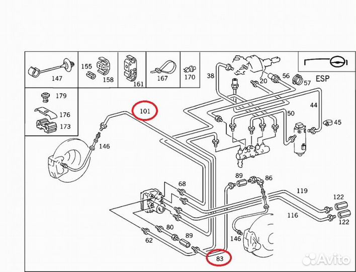 Трубка тормозная Mercedes-Benz S-Class W140