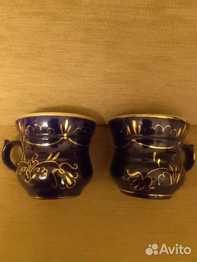 Чашка чайная кобальт позолота Гжель