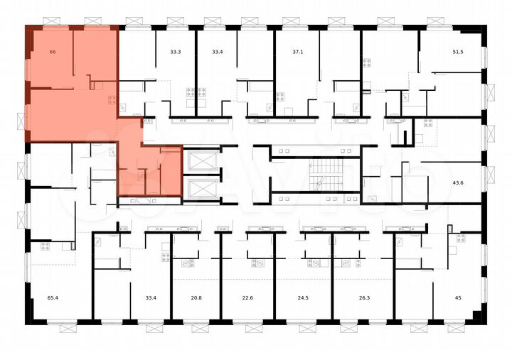 2-к. квартира, 66 м², 10/16 эт.