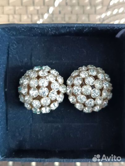 Антиквариат,серебро с позол.клипсы-малинки СССР