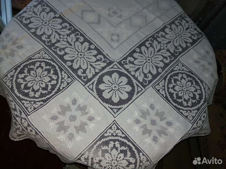 Скатерть старинная.Ручная работа.Гипюр, вышивка