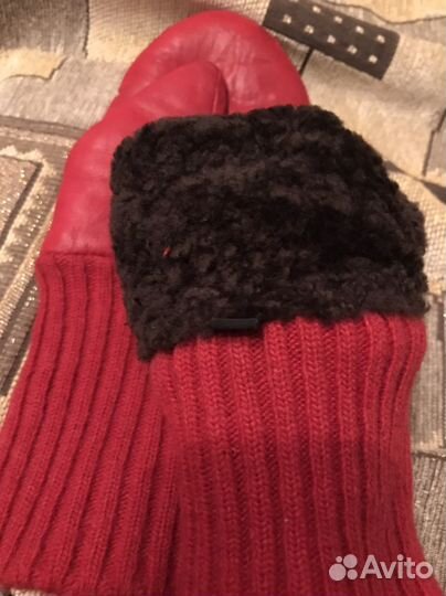 Варежки детские кожаные