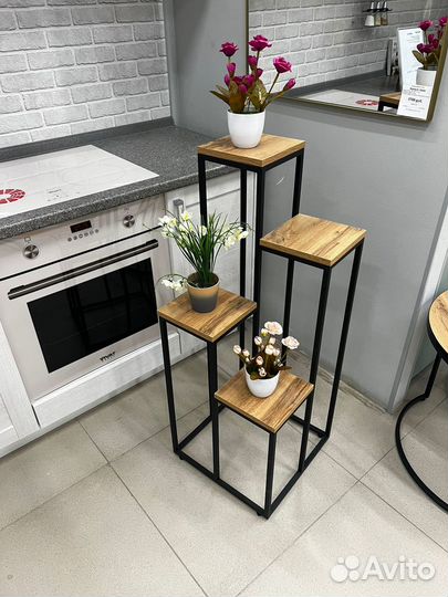 Подставка для цветов полка стеллаж лофт