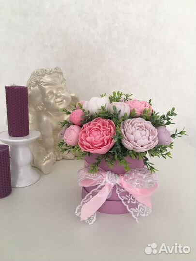 Букет из мыла «Пионовое счастье» подарок учителю