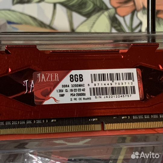 16gb(2x8gb) Jazer DDR4 8gb 3200Mhz XMP Новая