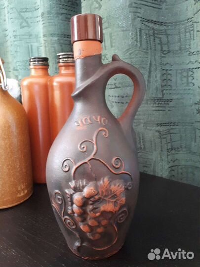 Керамические бутылки, ваза, керам. подсвечники, пр