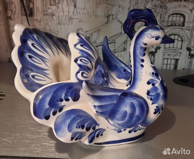 Салфетница гжель птица