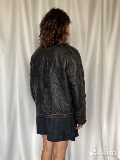 Кожаная куртка бомбер винтаж y2k