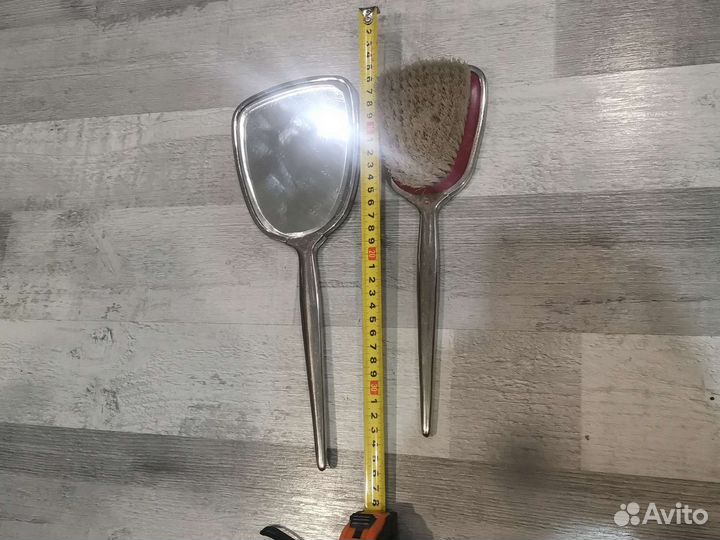 Набор Зеркало с щёткой, мельхиор латунь Москва