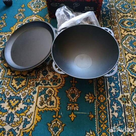 Казан чугунный 9 литров с крышкой - сковородой