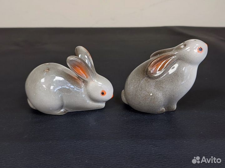 Солонка перечница Зайцы фарфор набор 2 шт